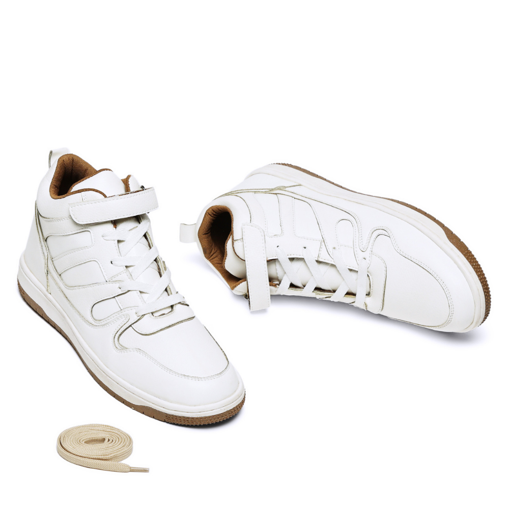 Rise White High-Top Strap Sneakers
