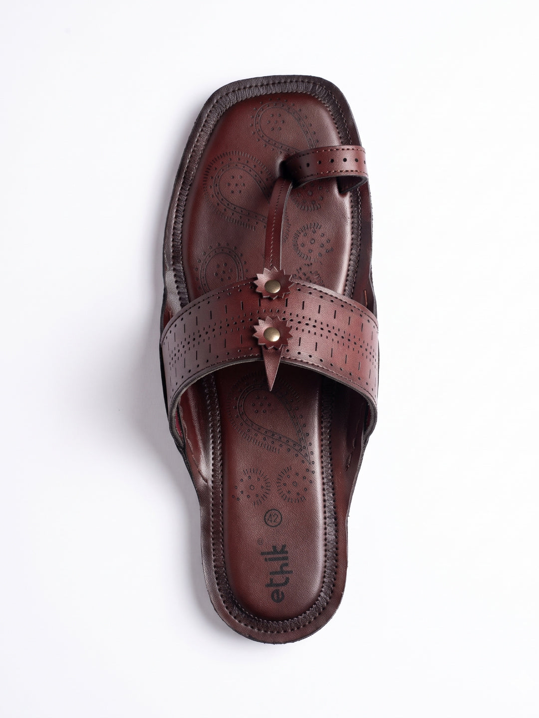 Ethik Raje Cherry Brown Kolhapuri Chappal for Men