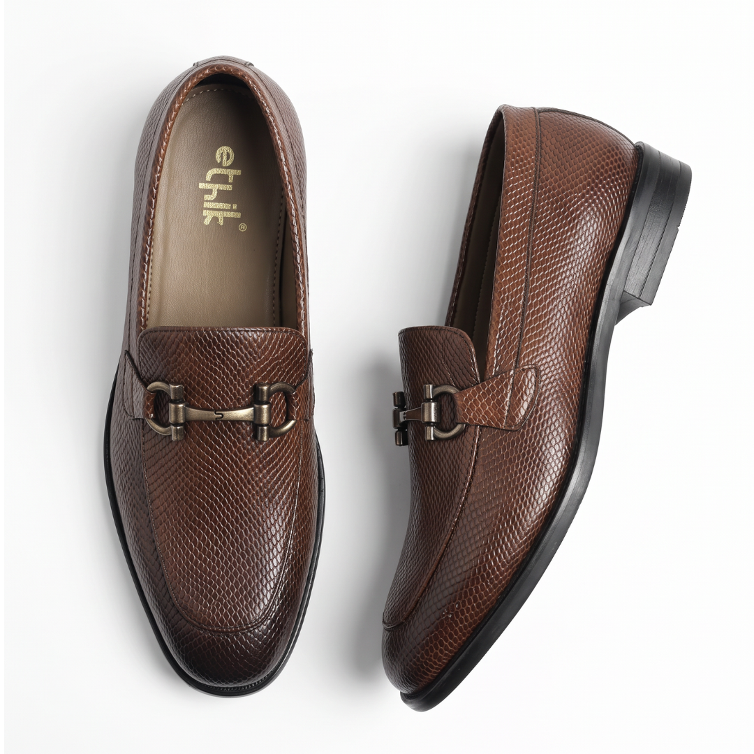 Ethik Stunner Tan Textured Loafers for Men