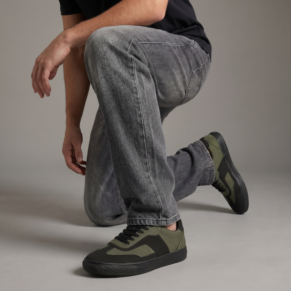 Glide Olive Layered Panel Sneakers