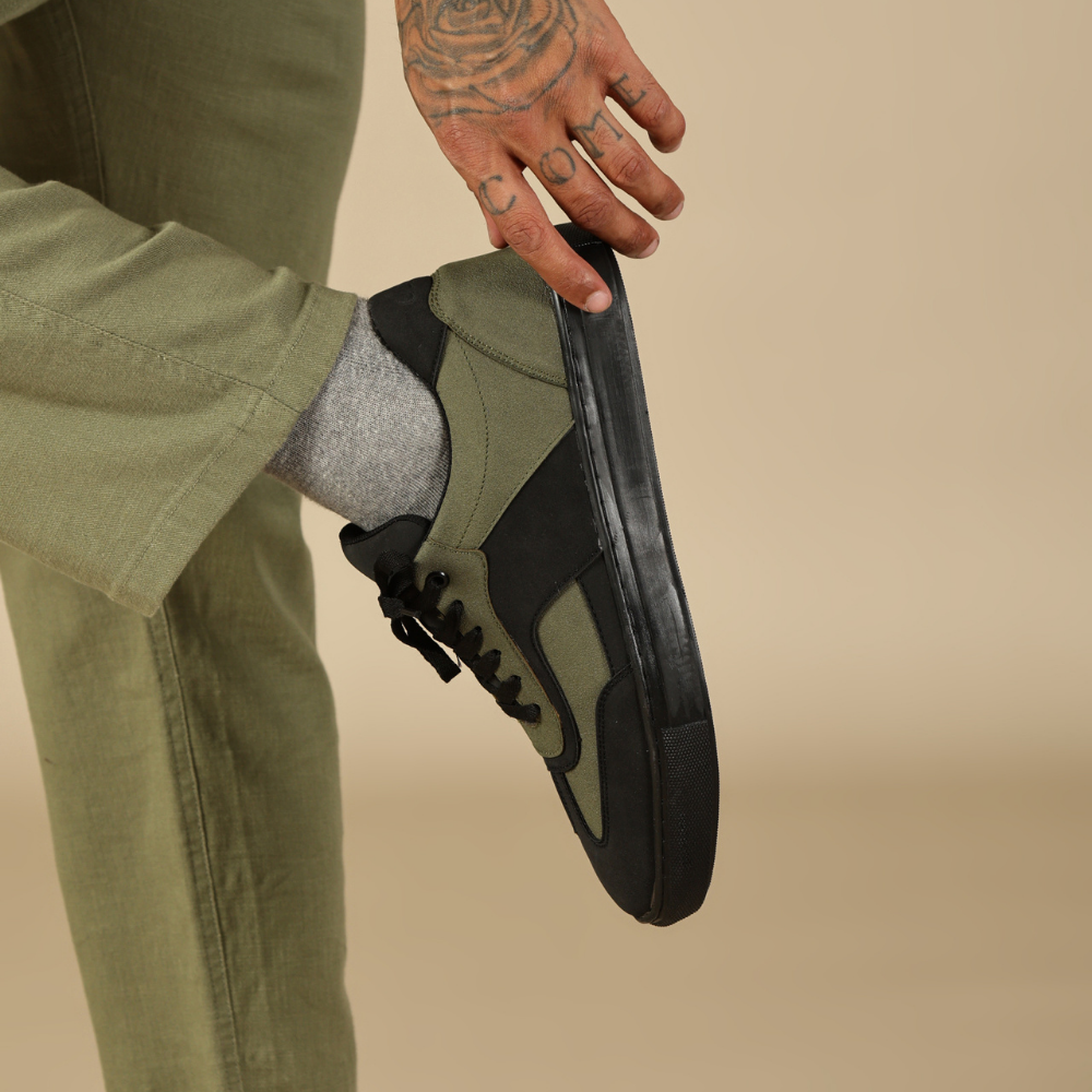 Glide Olive Layered Panel Sneakers
