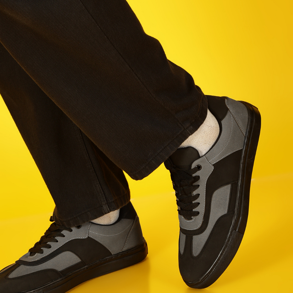 Glide Deep Grey Layered Panel Sneakers