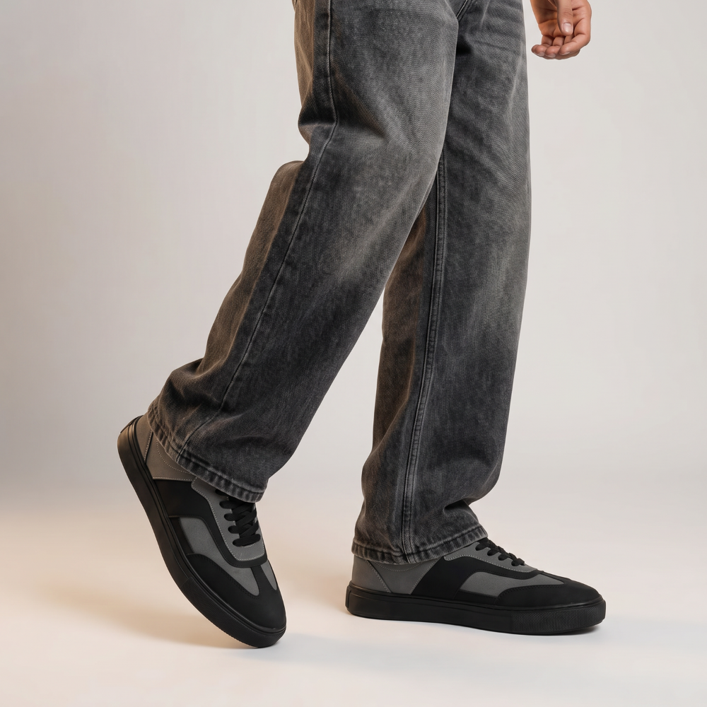 Glide Deep Grey Layered Panel Sneakers