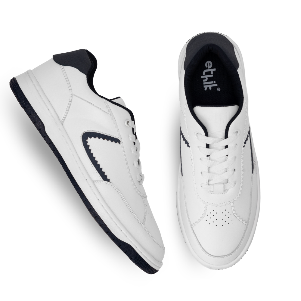 Flaire-Blue Textured Lace-Up Sneakers