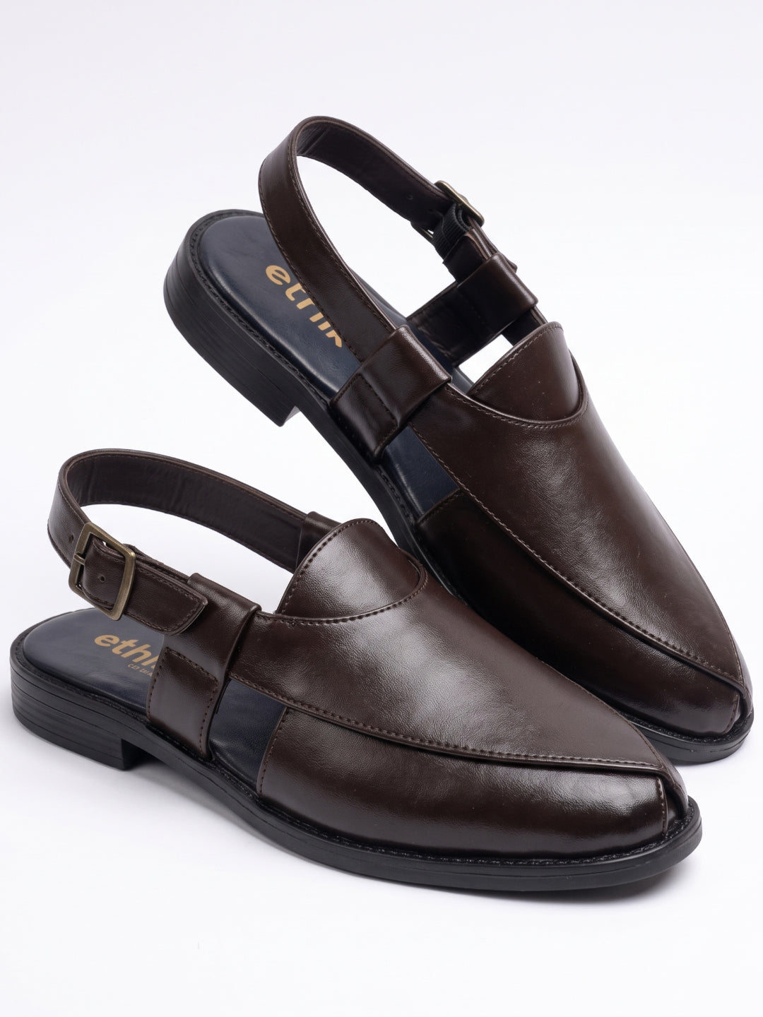 Ethik Utsav Brown Peshawari Sandal for Men