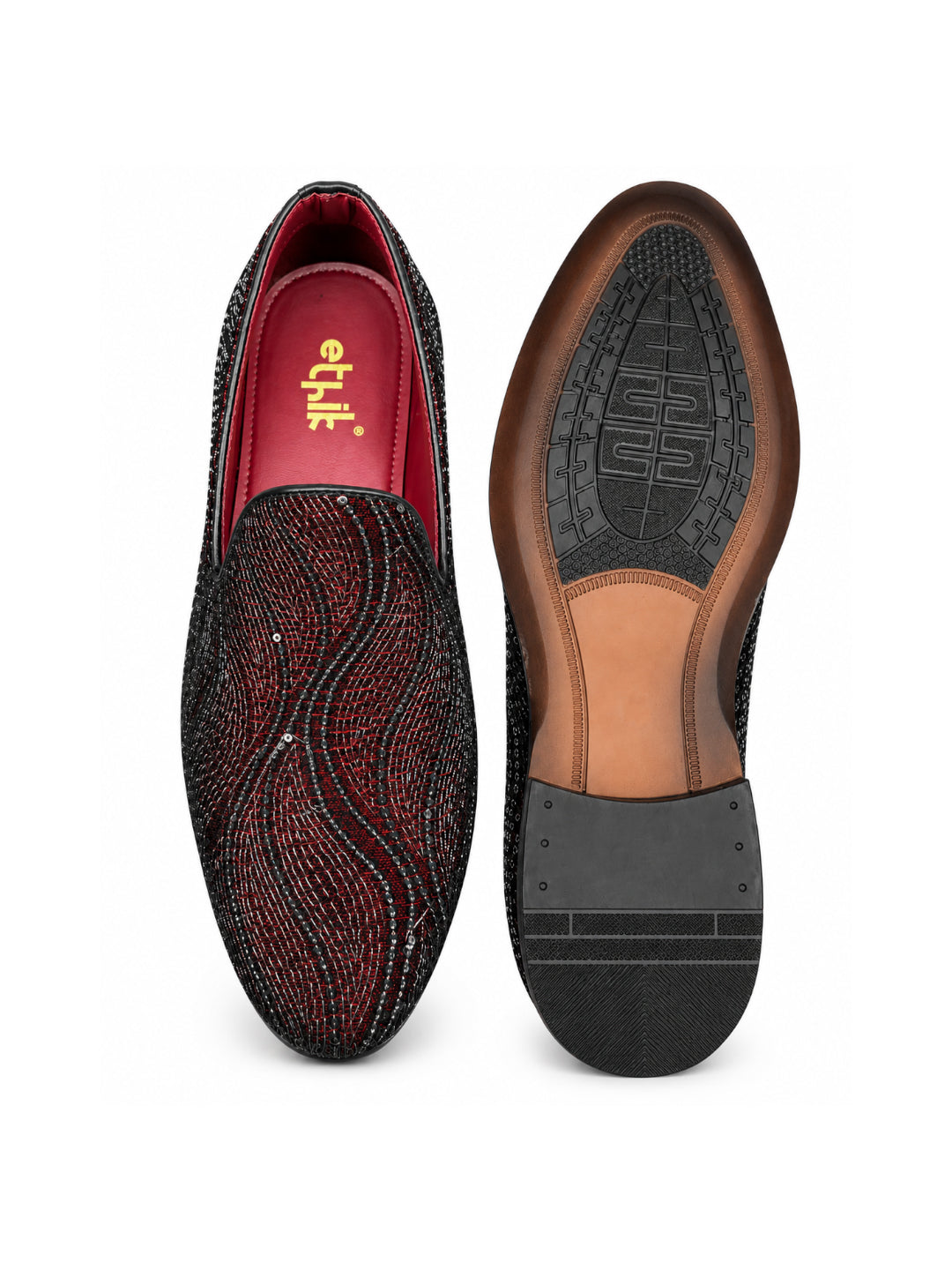 Maroon Sequin Embroidered Slip-on -006