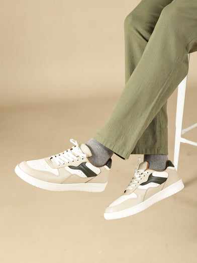 RIDGE Olive Green Casual Sneakers for Men with Rugged Panels | Vegan Leather