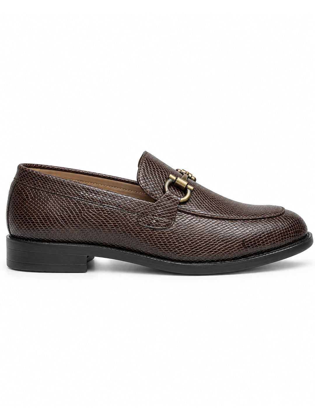 Ethik Stunner Brown Textured Loafers for Men