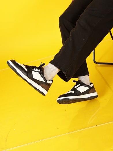 COMIC Brown – White & Brown Sneakers for Men with Bold Panels | Street Style