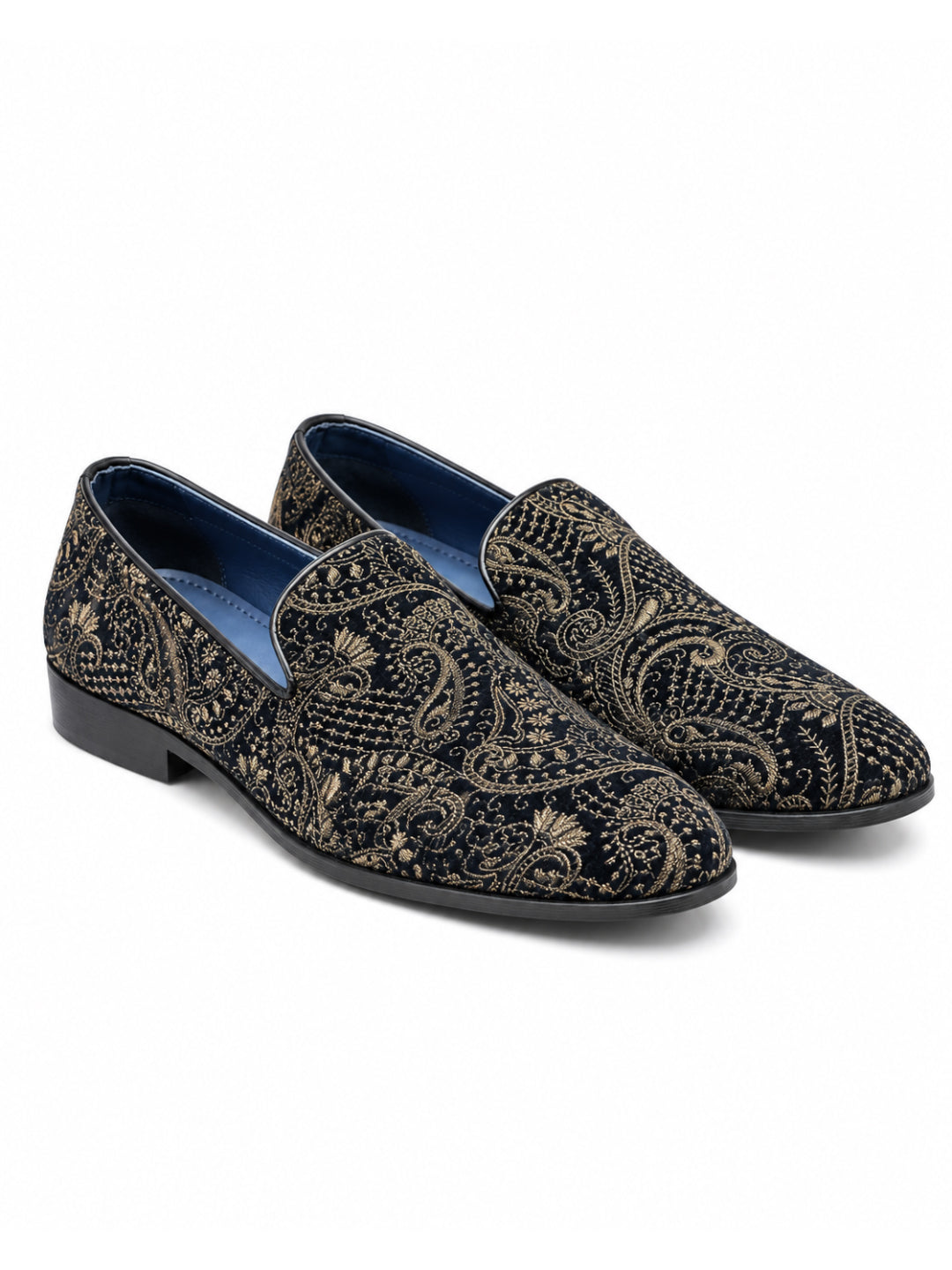 Black Paisley Embroidered Ethnic Slip-on-005