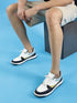 White Casual Sneakers for Men with Blue & Yellow Accents | Contour