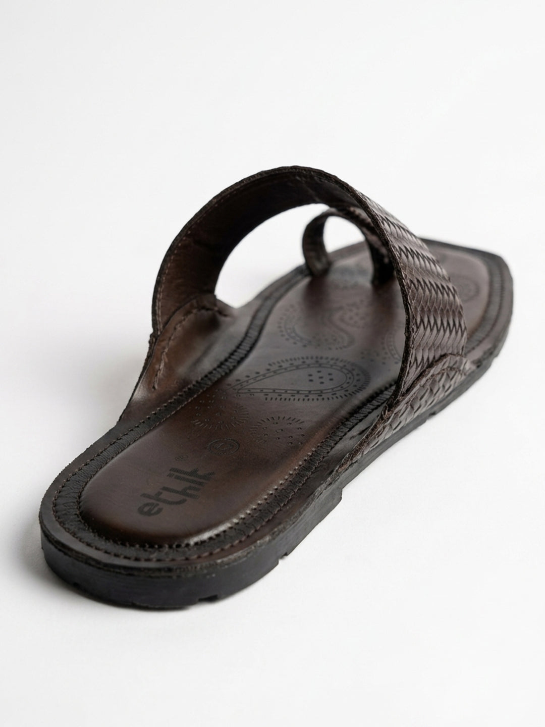 Ethik Yuvraj Brown Woven Kolhapuri-Style Chappal for Men