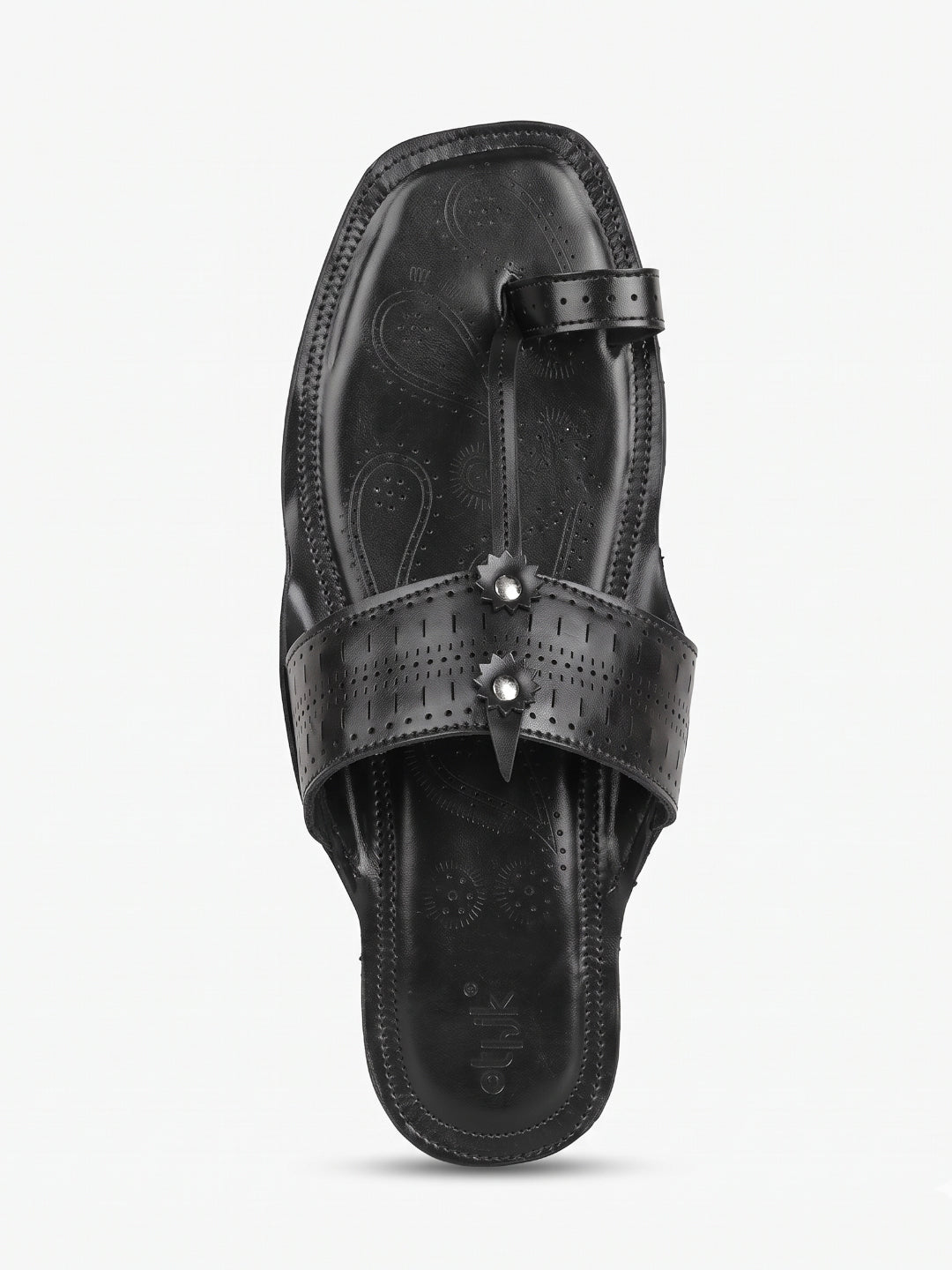 Ethik Raje Black Kolhapuri Chappal for Men