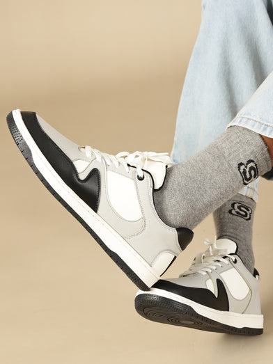 TRACE – Black & Grey Casual Sneakers for Men | Premium Vegan Leather