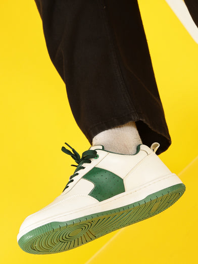 Men’s Minimal Sneakers with Green Accents – Vegan Leather | Ethik Ace Green