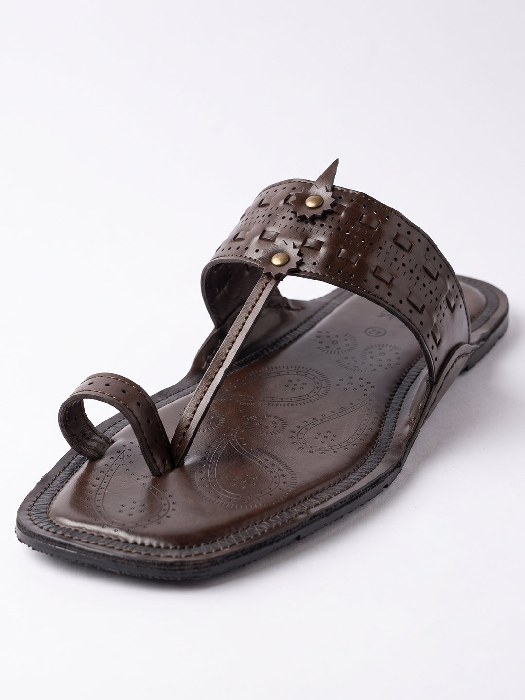 Ethik Raajtilak Brown Kolhapuri-Style Chappal for Men