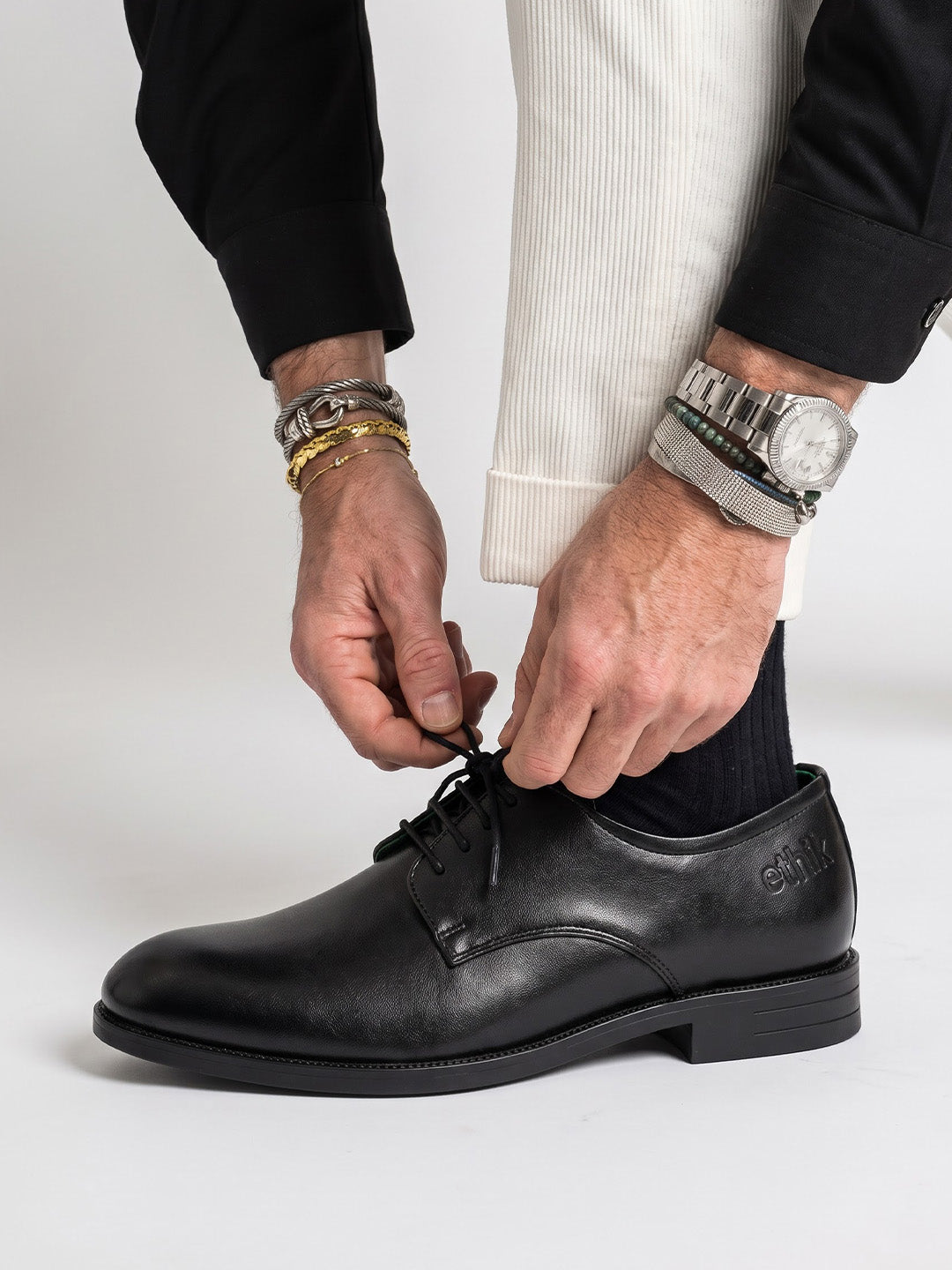 Bread N Butter Black Derby Formal Shoes