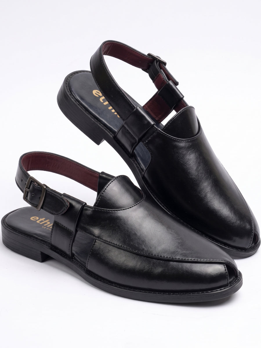 Ethik Utsav Black Peshawari Sandal for Men