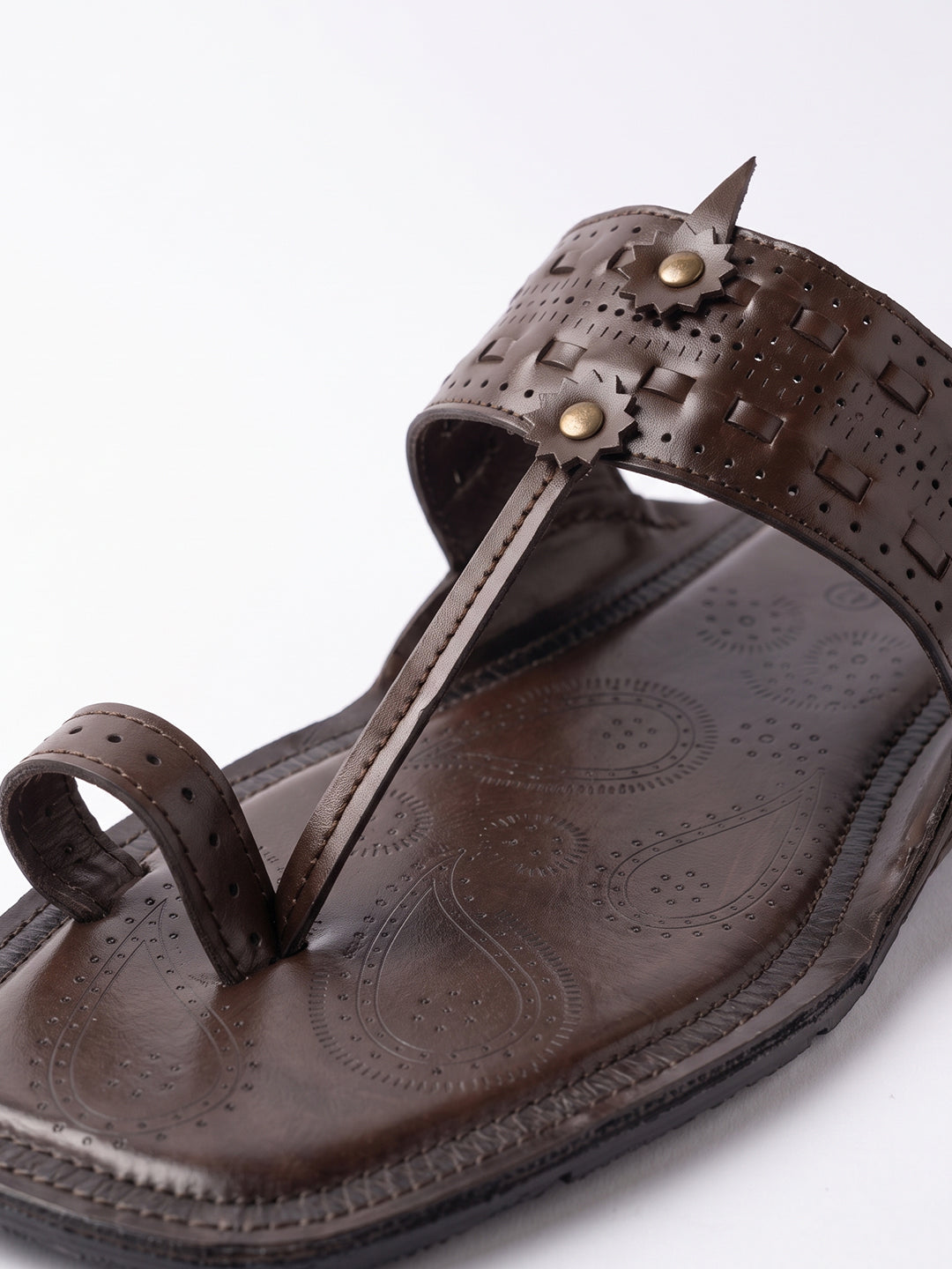 Ethik Raajtilak Brown Kolhapuri-Style Chappal for Men