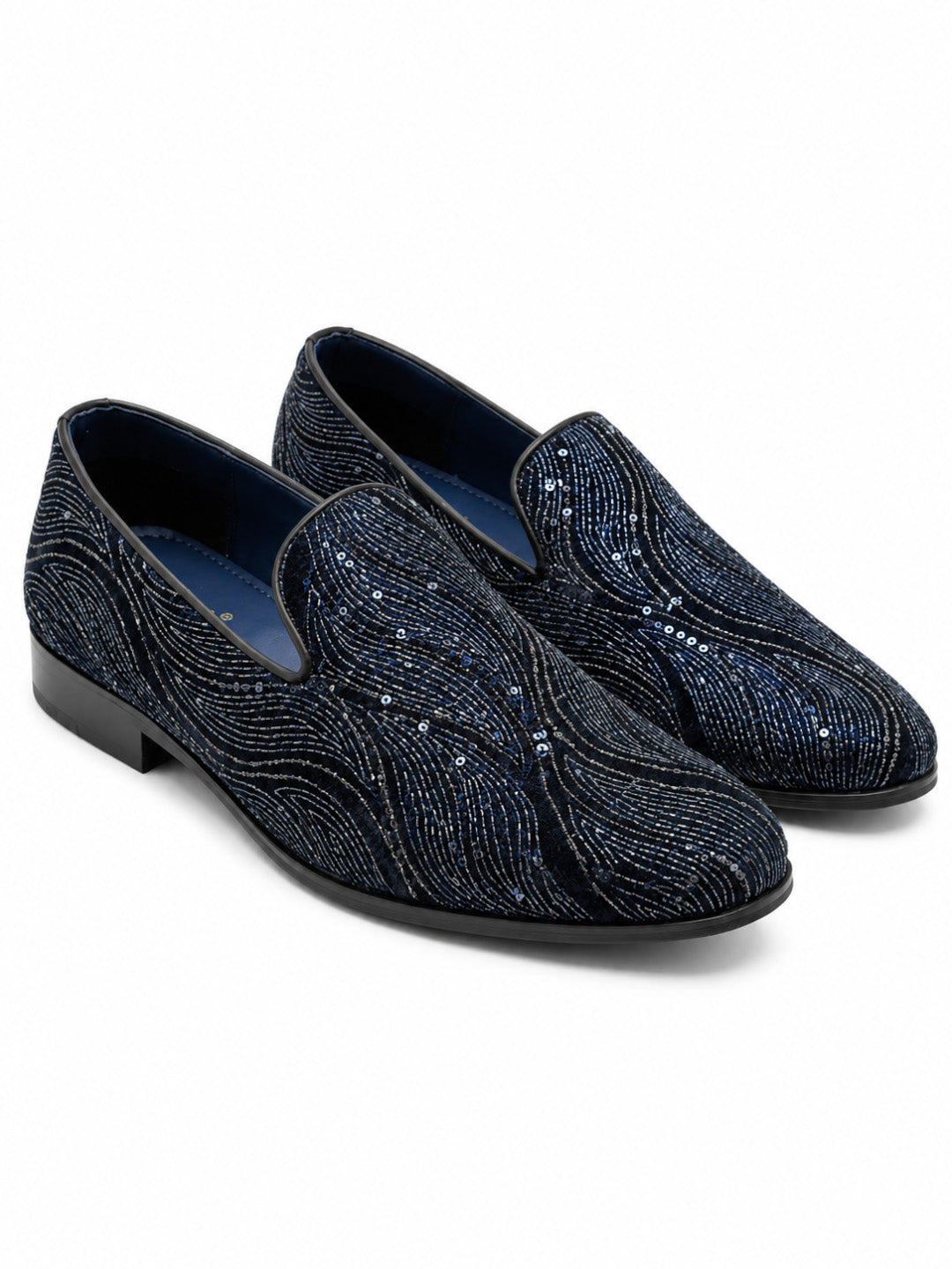 Ethnic Teal Blue Sequin Slip-on -006