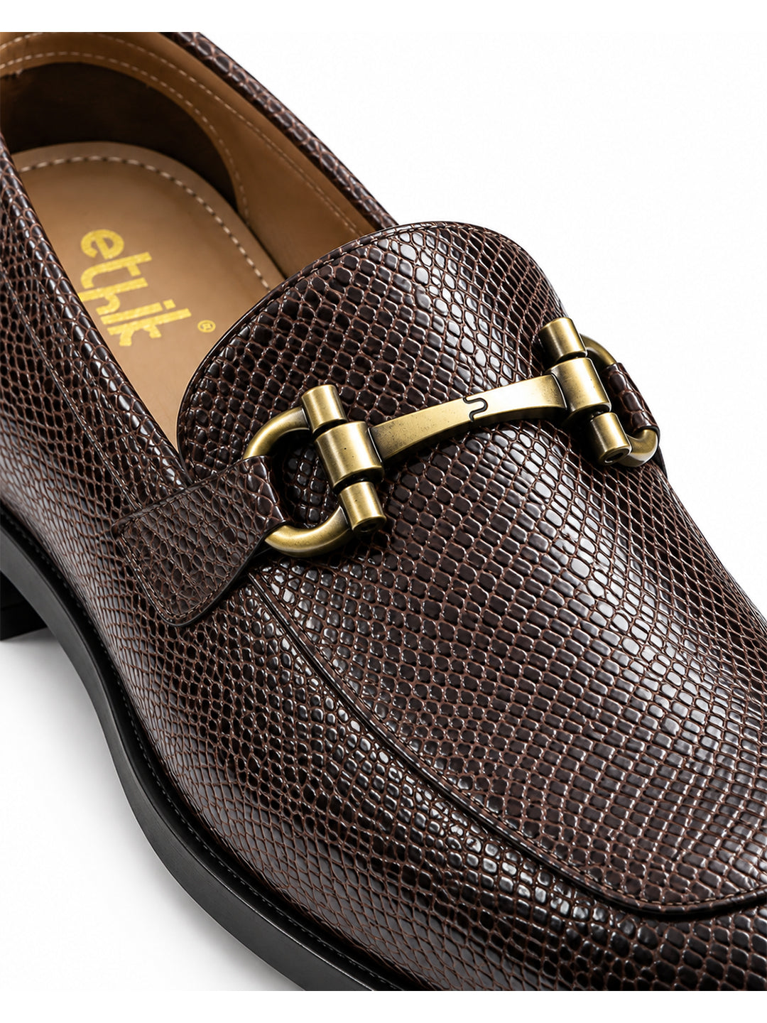 Ethik Stunner Brown Textured Loafers for Men