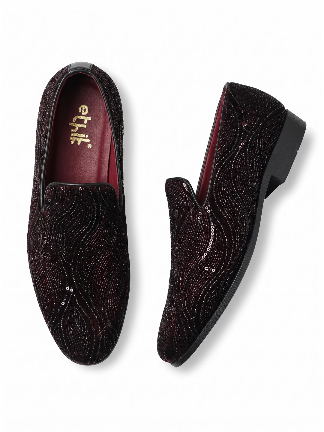 Maroon Sequin Embroidered Slip-on -006