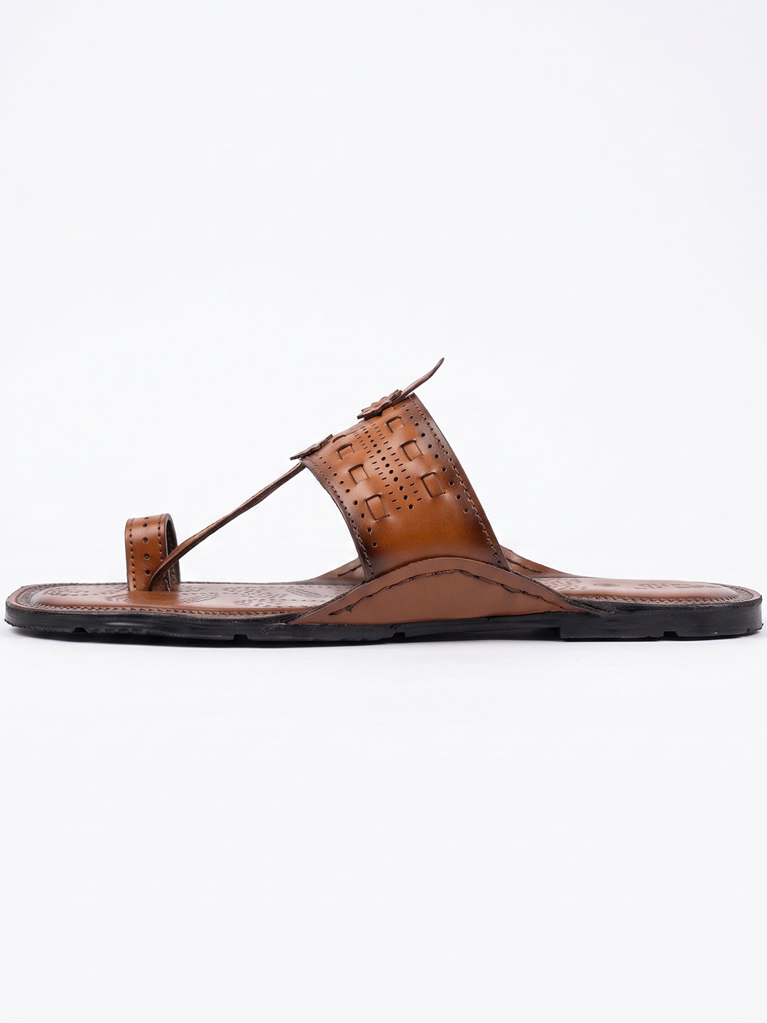 Ethik Raajtilak Tan Kolhapuri-Style Chappal for Men