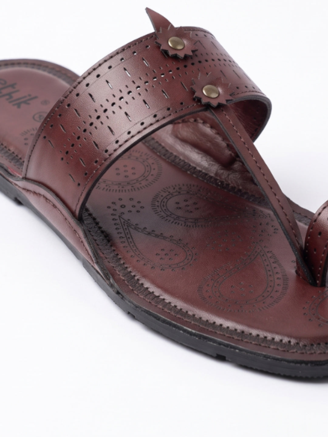 Ethik Raje Cherry Brown Kolhapuri Chappal for Men