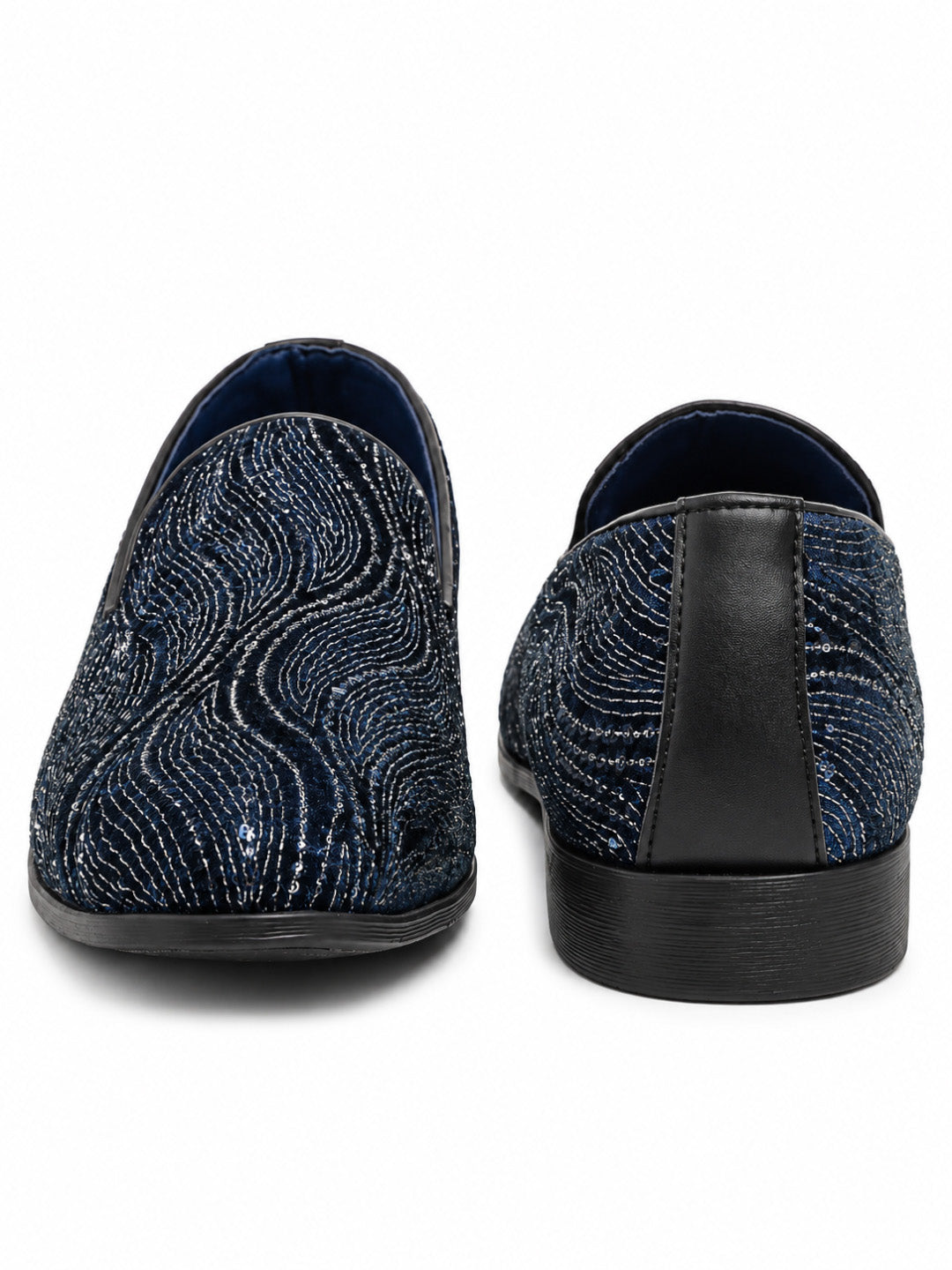 Ethnic Teal Blue Sequin Slip-on -006