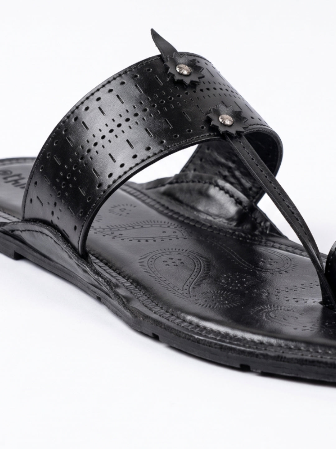 Ethik Raje Black Kolhapuri Chappal for Men