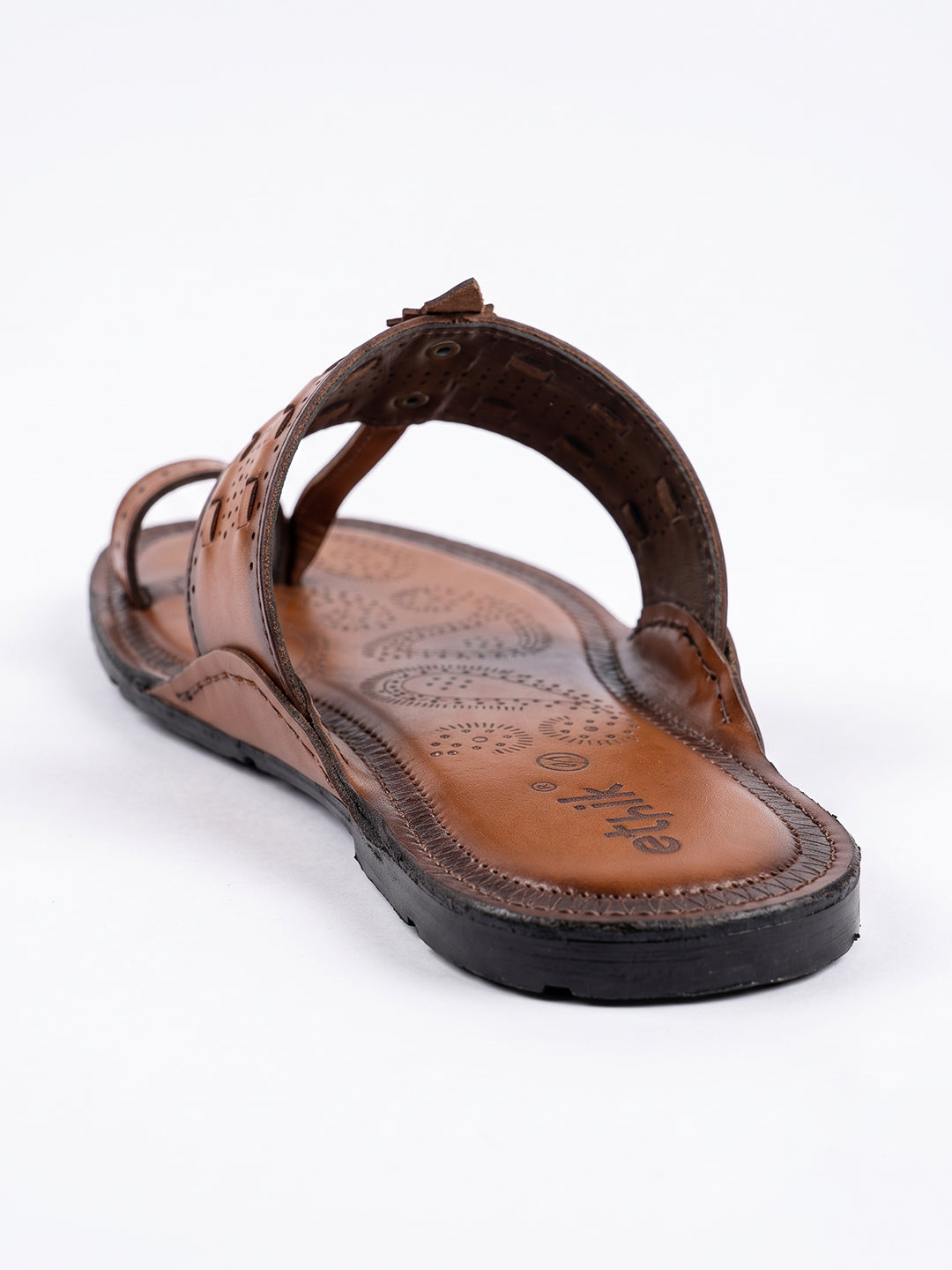 Ethik Raajtilak Tan Kolhapuri-Style Chappal for Men