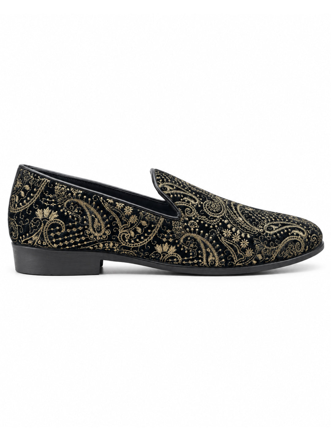 Black Paisley Embroidered Ethnic Slip-on-005