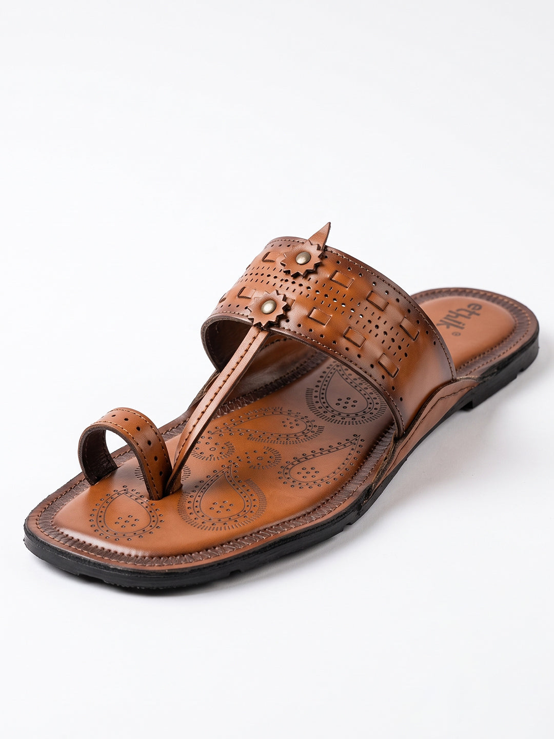 Ethik Raajtilak Tan Kolhapuri-Style Chappal for Men