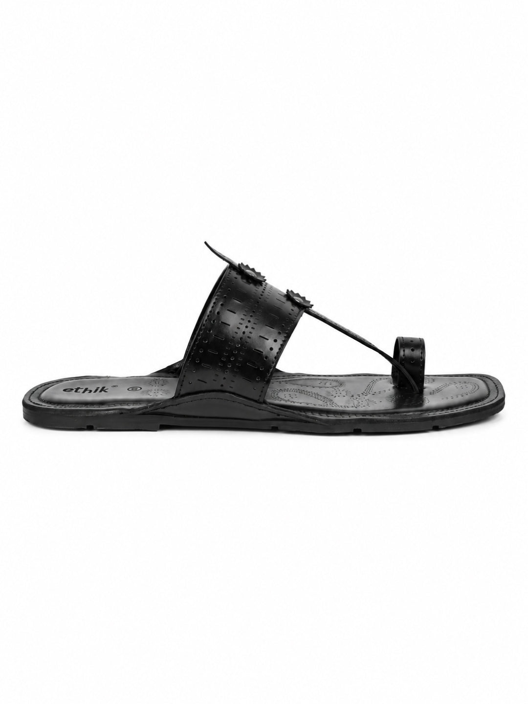 Ethik Raje Black Kolhapuri Chappal for Men
