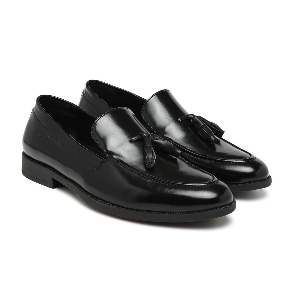 Tassio Black Tassel Loafers