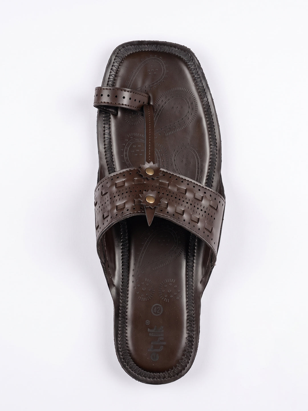 Ethik Raajtilak Brown Kolhapuri-Style Chappal for Men