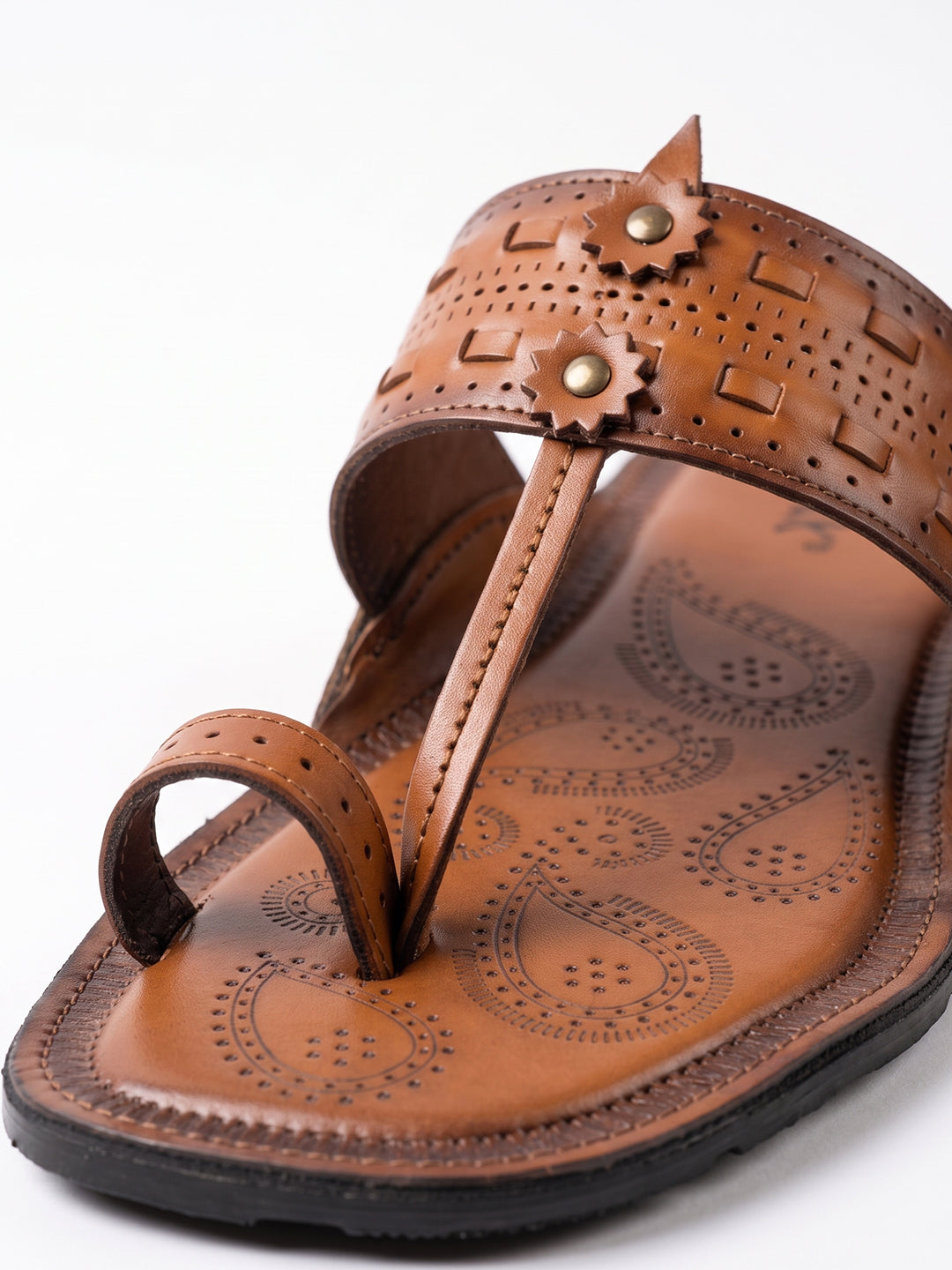 Ethik Raajtilak Tan Kolhapuri-Style Chappal for Men