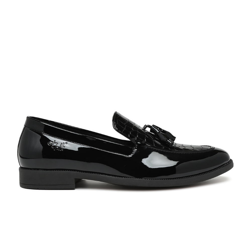 Tassio Patent Black Tassel Loafers