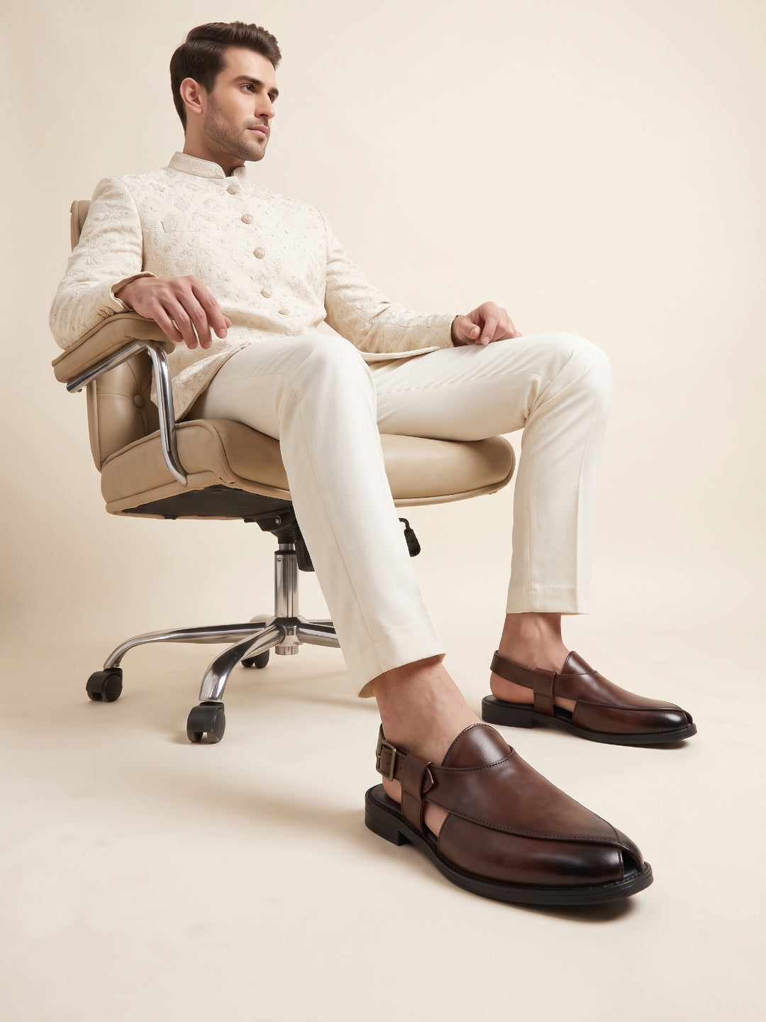 Ethik Utsav Tan Peshawari Sandal for Men