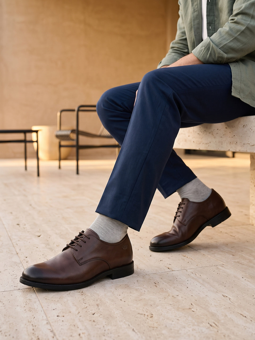 Bread N Butter Brown Derby Formal Shoes