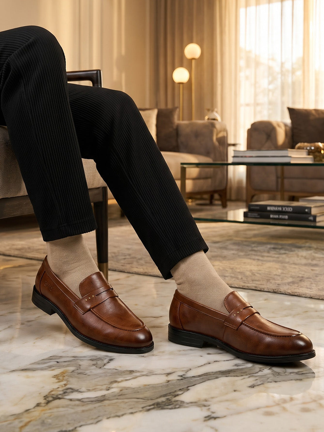 Alpha Tan Penny Loafers