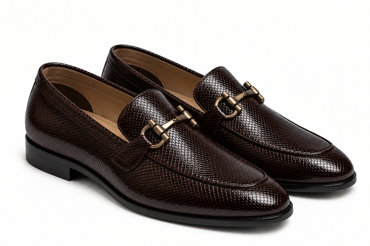 Ethik Stunner Brown Textured Loafers for Men