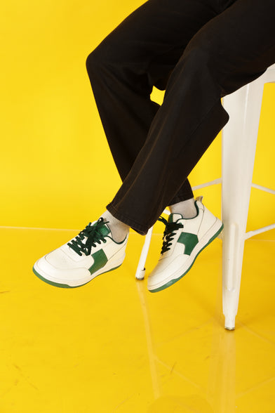 Men’s Minimal Sneakers with Green Accents – Vegan Leather | Ethik Ace Green