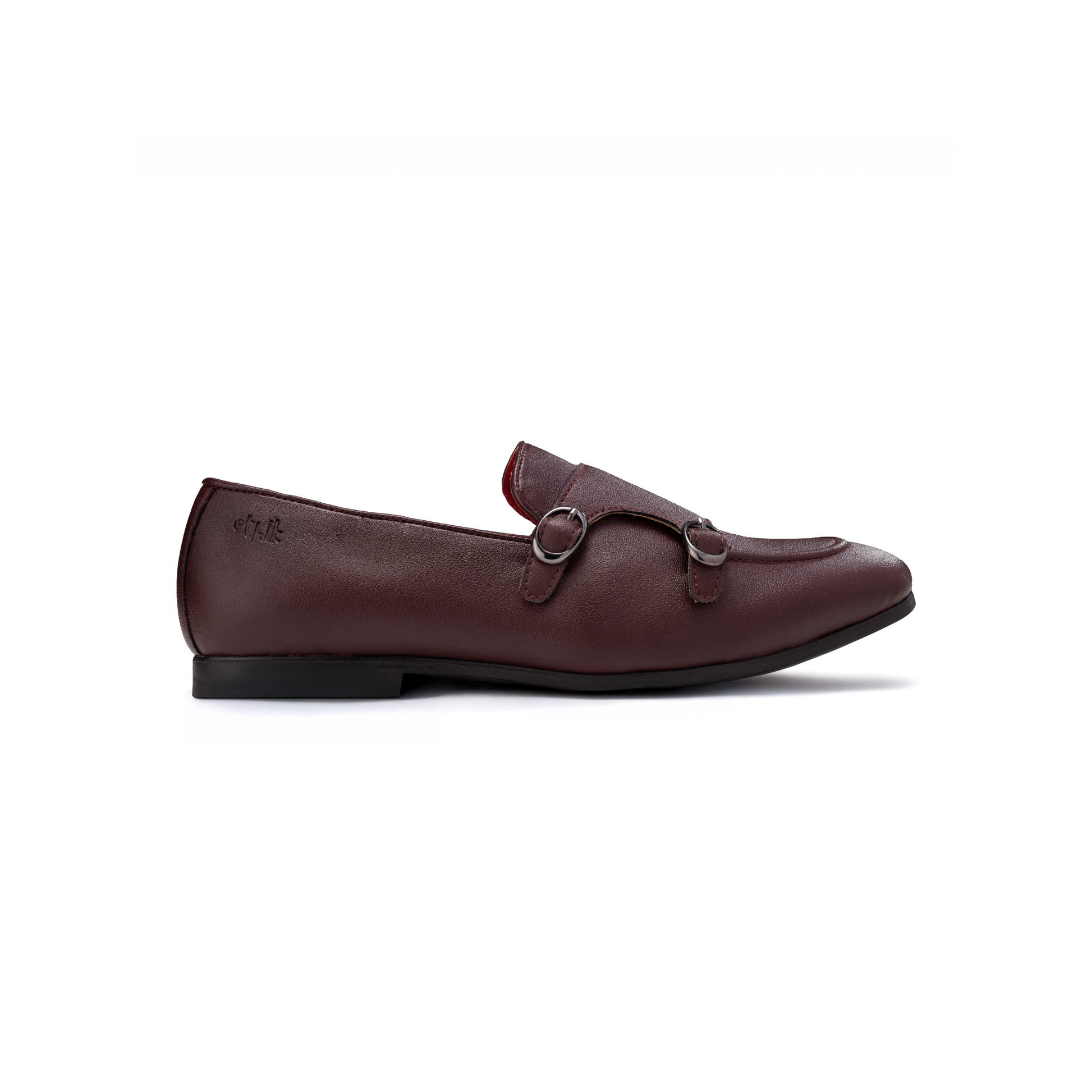 Brown leather loafer shoe on a white background