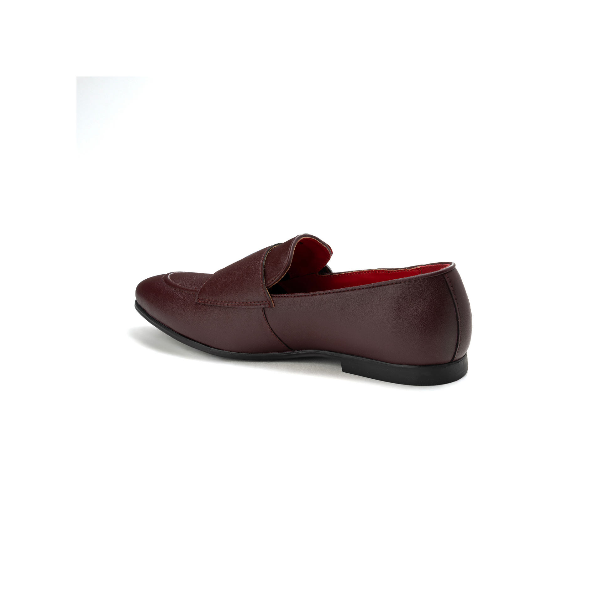 Brown leather loafer shoe on a white background
