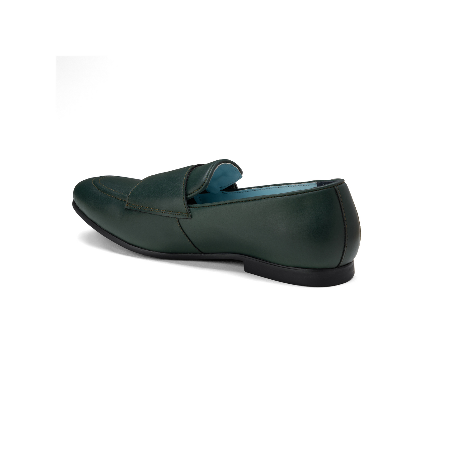 Green loafer shoe on a white background