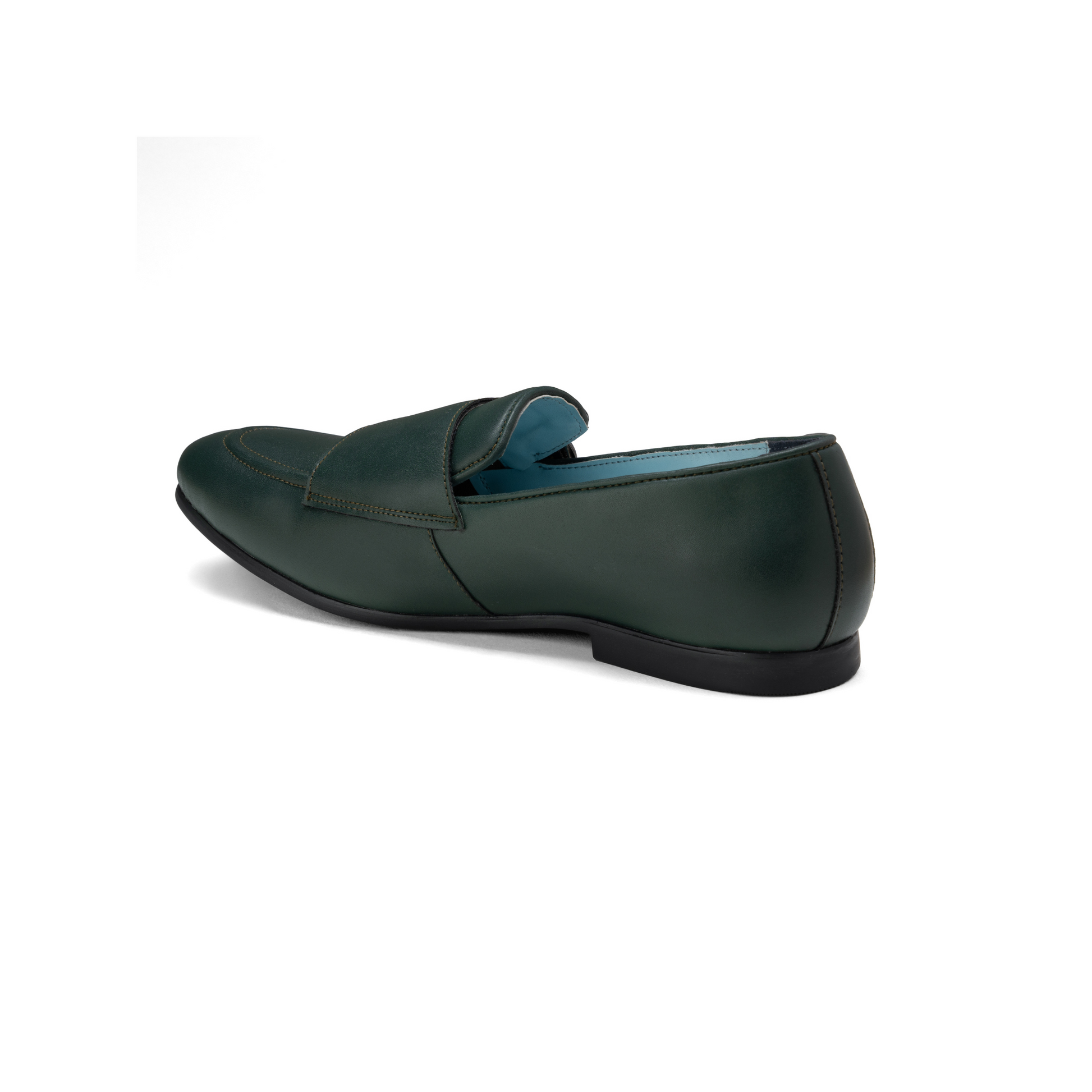 Green loafer shoe on a white background