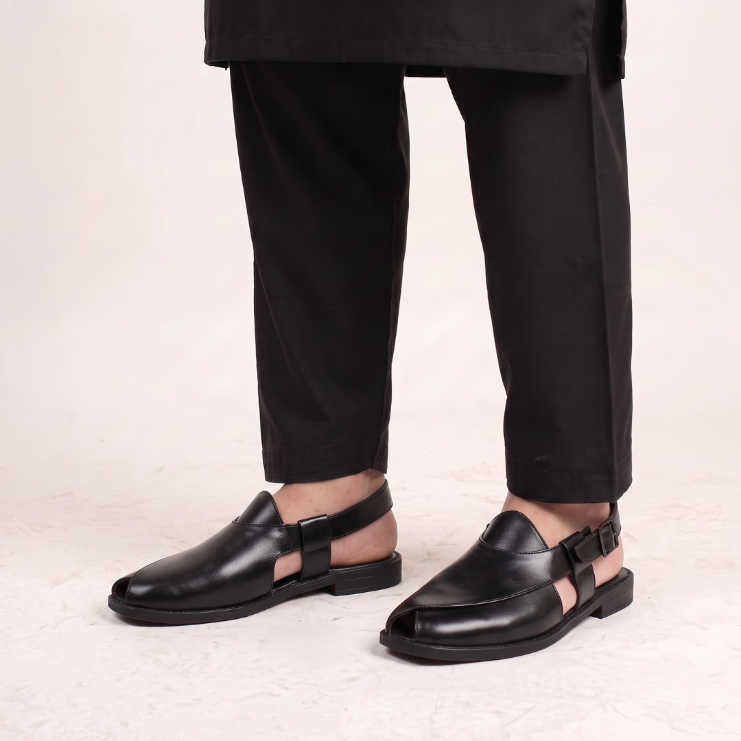 Ethik Utsav Black Peshawari Sandal for Men