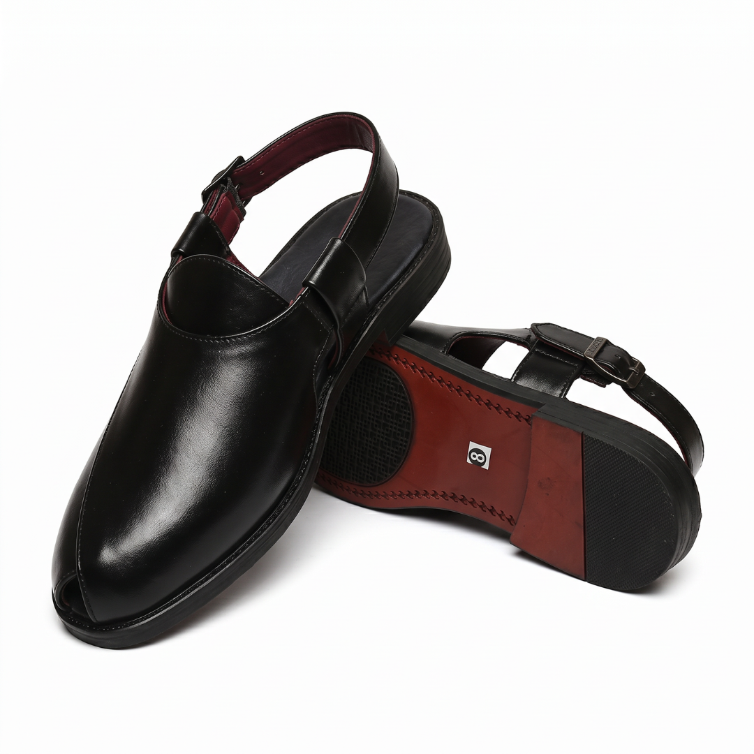 Ethik Utsav Black Peshawari Sandal for Men