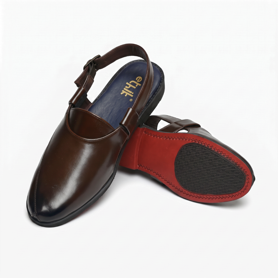 Ethik Utsav Brown Peshawari Sandal for Men